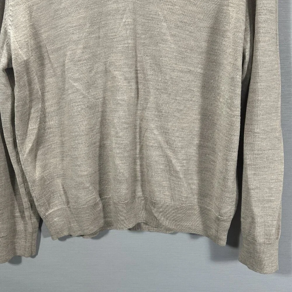 Jos A Bank Sweater Mens XL Traveler Beige Merino Wool V Neck Ribbed Cuffs Hem